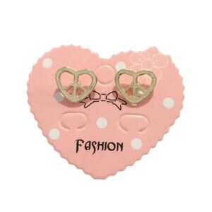 Peace Sign Heart Dainty Stud Earrings Yellow Gold Plated Women Men Jewelry